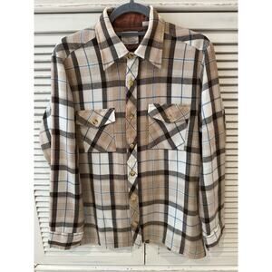 Vintage 1978 Sears Men’s Brown Flannel Shirt - Size 15 / 15.5